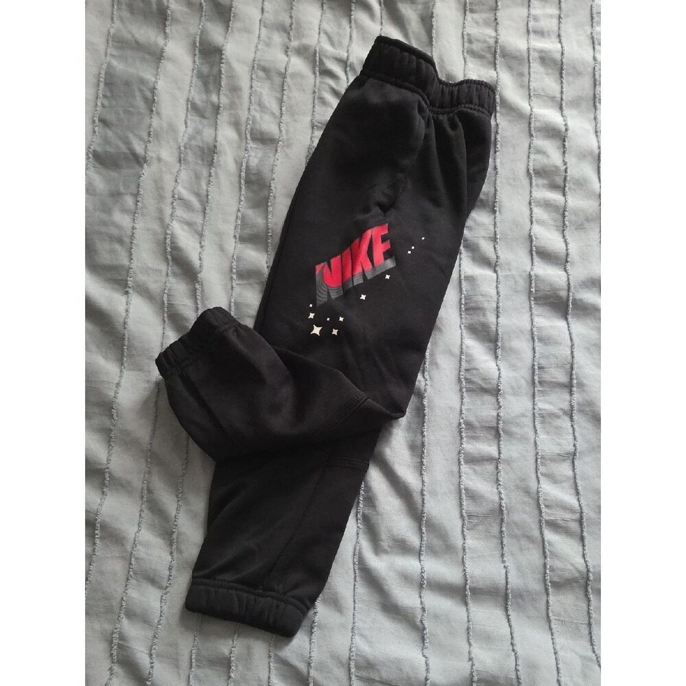 Nike Kids Black Sweatpants with Pink Logo